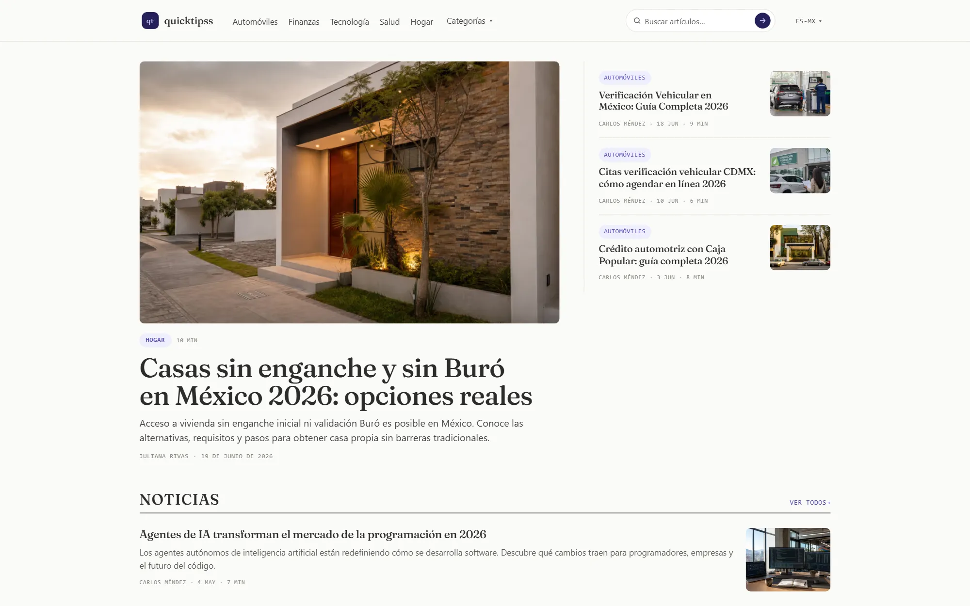 QuickTipss CMS — interfaz